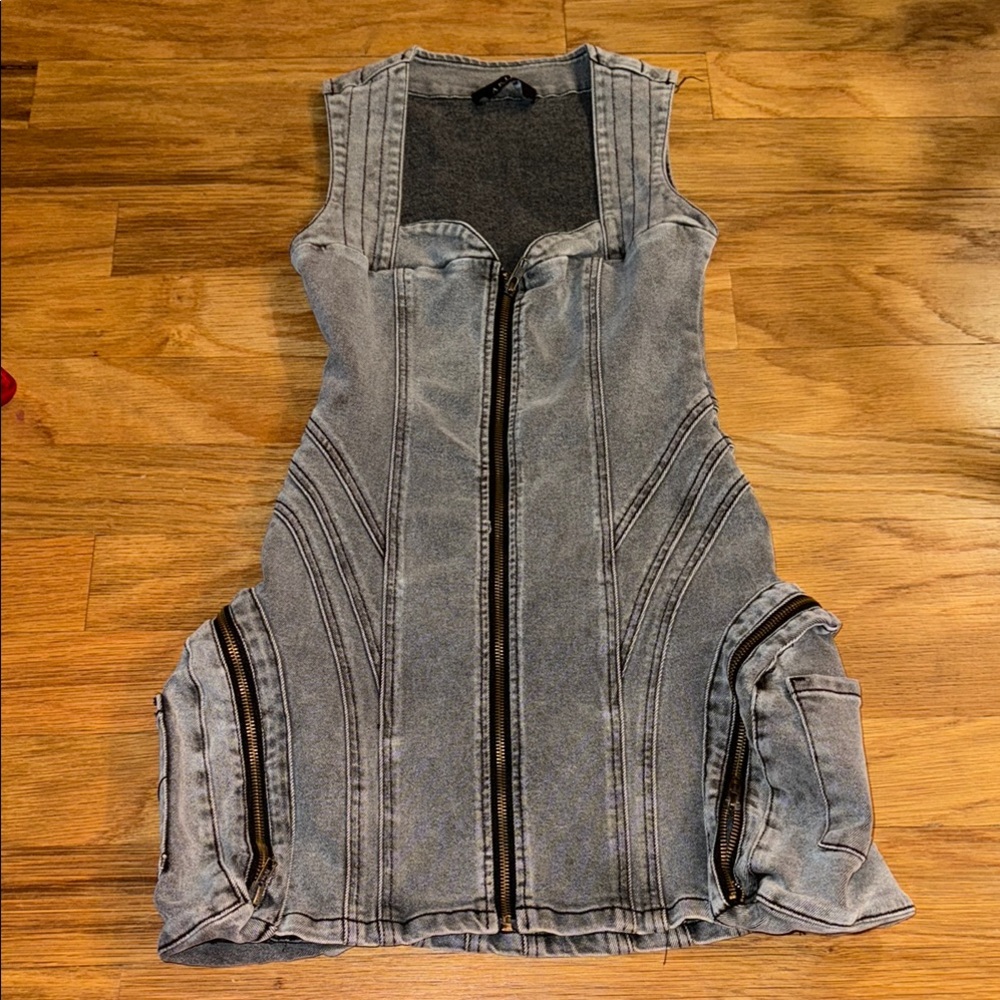 Grey denim mini dress
